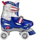Nijdam Jungen Hardboot Rollerskates Junior Verstellbar, Blau/Rot/Silber, 27-30
