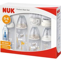 NUK First Choice+ 3er-Babyflaschen Set | 3 Flaschen mit Temperature Control Anzeige | Anti-Kolic | 300ml | 0-6 Monate | Silikon-Trinksauger | BPA-frei | beige