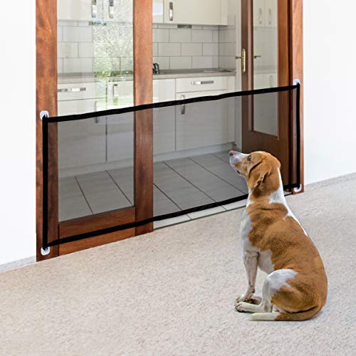 NAMSAN Dogs Gate, Pet Magic Gate, Pet Safety Gate, Portable Safety Gate Folding Mesh Stair Gate Easy Install Anywhere, Pet Safety Gates Very Suitable for Docile Pets.