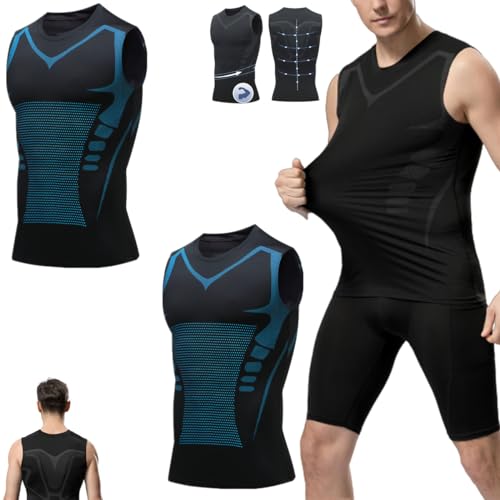 Zhongle Shaperluv Tank 2.0,Herren Body Shaper Kompression Tank Top,Herren Body Shaper Schlankheits-Shirt,Shaperluv Tank für Männer 2.0 (B-Schwarz-2PCS,XX-Large)