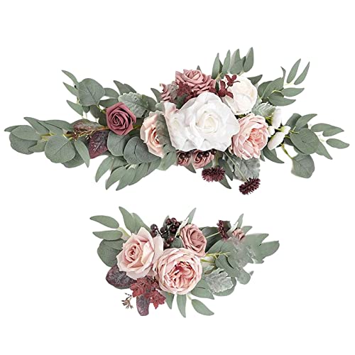 Künstliche Blume, Girlande, grüne Blätter, zum Aufhängen, für Party, Hochzeit, Auto, weiß, rosa, lila, Stil D