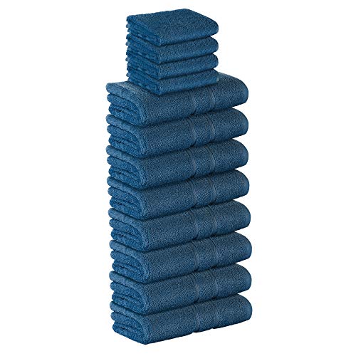 StickandShine 12 TLG. (4X Gästehandtuch / 8X Handtuch) in dunkelblau / Premium Frottee Set aus 100% Baumwolle mit 500g/m² 12er Pack