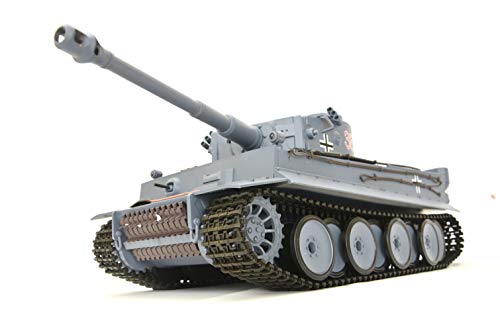 ES-TOYS Panzer Ferngesteuert mit Schussfunktion German Tiger I Heng Long 1:16 Rauch&Sound+Stahlgetriebe,2,4Ghz - V6.0 Upgrade Edition