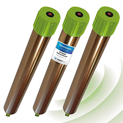 ISOTRONIC Maulwurf Vertreiber batteriebetrieben mit ON/OFF - Schalter, Ultraschall Schädlingsbekämpfung gegen Wühlmäuse & Schlangen | 3er -Set