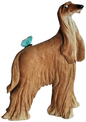 Top Collection Miniature Fairy Garden and Terrarium Afghan Hound with Butterfly Statue