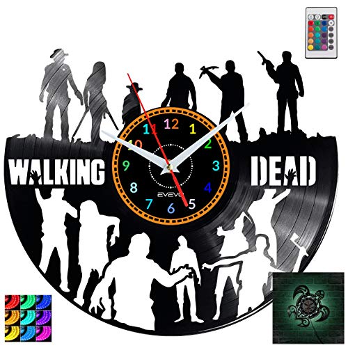 EVEVO Walking Dead Wanduhr RGB LED Pilot Wanduhr Vinyl Schallplatte Retro-Uhr Handgefertigt Vintage-Geschenk Style Raum Home Dekorationen Tolles Geschenk Uhr