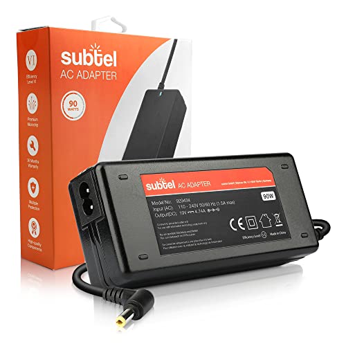 subtel® 19V 90W Netzteil kompatibel mit Medion Akoya/kompatibel mit Asus F751L / kompatibel mit Toshiba Equium, Portege, Satellite, Tecra - Schnellladegerät 2.6m Notebook Ladekabel Power Supply