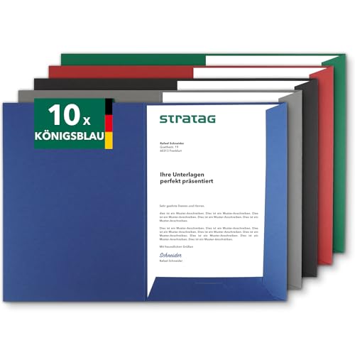 Präsentationsmappe A4 in Königsblau 10 Stück (wählbar) - erhältlich in 7 Farben - direkt vom Hersteller STRATAG - vielseitig einsetzbar für Ihre Angebote, Exposés, Projekte oder Geschäftsberichte