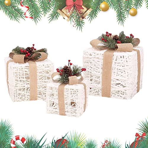 ORTUH Weihnachtsgeschenkbox-Sortiment - Weihnachtsgeschenkboxen mit Deckel - Weihnachtsboxen in verschiedenen Größen für die Geschenkverpackung von Partydekorationen