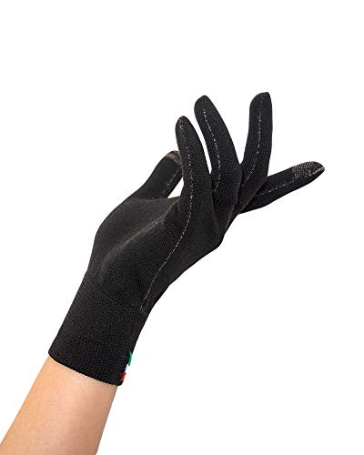 Relaxsan UNIMA GO [Schwarz, S/M] - Antibakterielle Handschuhe aus Dryarn-Garn und X-Static Silberfaser