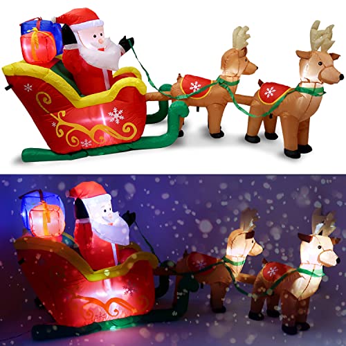 Tronje aufblasbare XXL Weihnachtsmann-Schlitten 250cm - LED beleuchtet Rentiere-Schlitten - Santa Claus Nikolaus Figur Weihnachtsdeko IP44 Außen