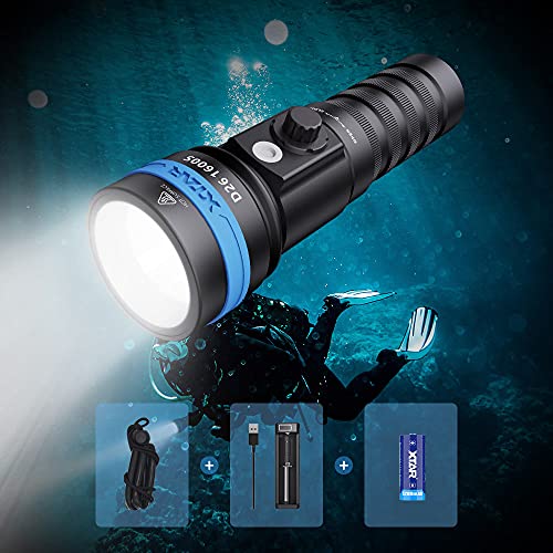 XTAR D26 1600 Lumen Tauchlampe Tauchlampe Unterwasser 100 Meter U-Boot Lichter für unter Wasser Tiefsee Höhle bei Nacht (komplettes Set)