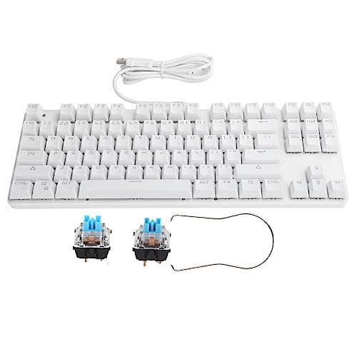 Mechanische Tastatur, 87 Tasten Blauer Schalter Mechanische Tastatur, USB 2.0 Verdrahtet Bunte Gaming-Tastatur mit Voller Hintergrundbeleuchtung Bürobedarf Computerteile