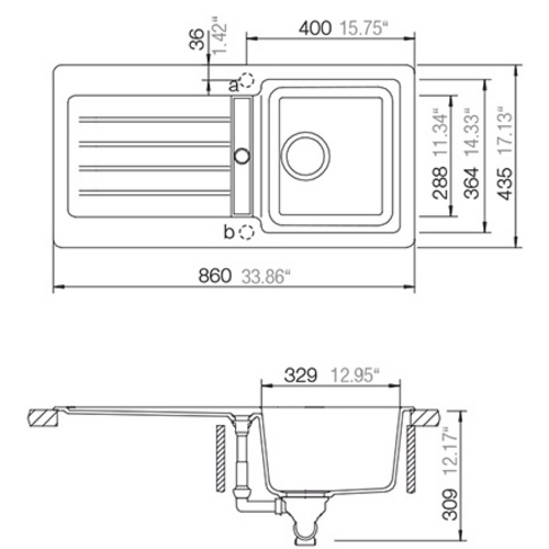 SCHOCK Küchenspüle, Cristalite Typos D-100S Nero, Granit | Komposit | Quarz, 86 x 43,5 - schwarz