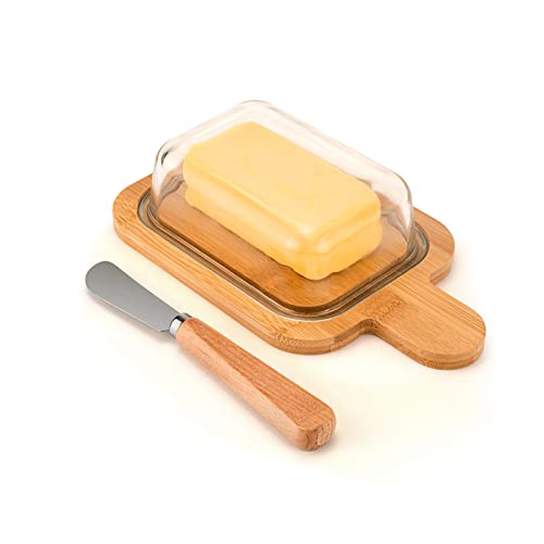 TRoki Butterdose aus Glas mit Deckel – Lagern und konservieren Sie 200 g Butter im Küchenkühlschrank – praktischer Butterbehälter für Frische