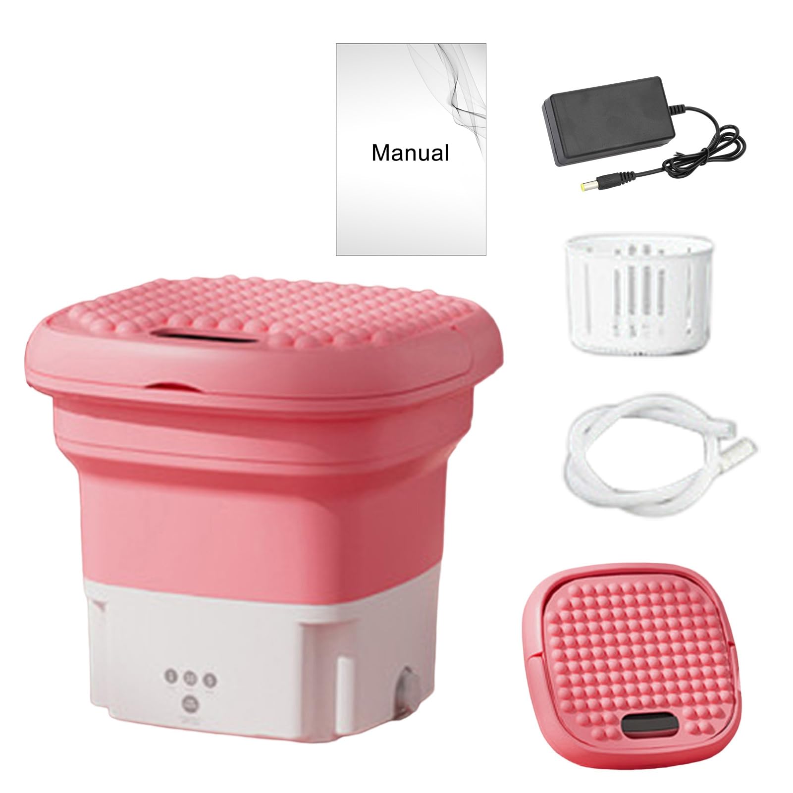 Shienfir 6.5L Tragbare klappbare Waschmaschine, Mini-Waschmaschine Geräuscharmes Energiesparen für Socken Babykleidung Tragbare Waschmaschine Badezimmerzubehör Rosa