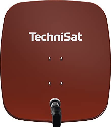 TechniSat SATMAN 65 PLUS - Satellitenschüssel für 2 Teilnehmer (65 cm Sat Spiegel mit Masthalterung und 40mm Universal-Twin-LNB) rot