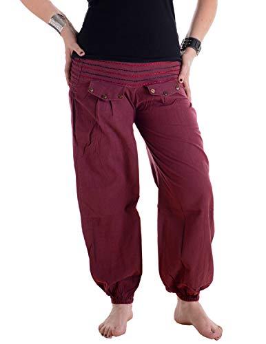 Vishes - Alternative Bekleidung - Pludrige Sommer Damen Chino Haremshose aus Baumwolle dunkelrot 34-38