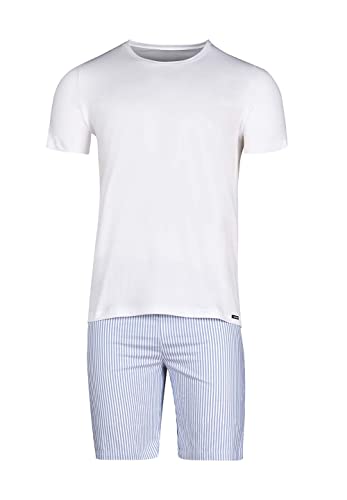 SKINY Herren Pyjama Kurz 080688 Pyjamaset, White, S