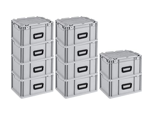 SparSet 10x Eurobox NextGen Portable | HxBxT 23,5x30x40cm | 20 Liter | Eurobehälter, Transportbox, Transportbehälter, Stapelbehälter