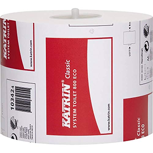 Toilettenpapier - Katrin Classic System Toilet 800 ECO, weiß, 9,9 x 11,5 cm, 2-lagig