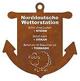 Norddeutsche Wetterstation H65 cm Edelrost Schaf Wettervorhersage Dekoschild Stabil Rostdeko Rostschild
