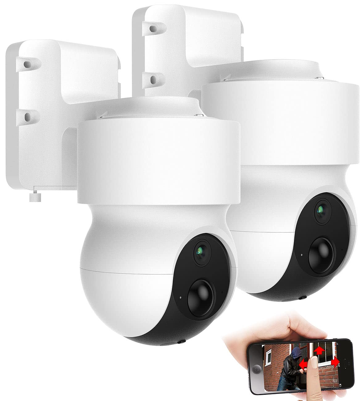 7links Kamera Überwachung Funk: 2er-Set Pan-Tilt-Akku-Überwachungskameras, Full HD, WLAN, App, 120° (WiFi-IP-Überwachungskamera, Full-HD Überwachungskamera WLAN, Bewegungsmelder)