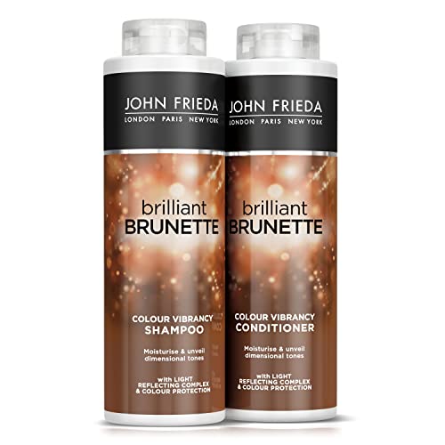 John Frieda Duo Pack Brilliant Brunette Color Vibrancy Shampoo und Conditioner, 2 x 500 ml (Verpackung kann variieren)