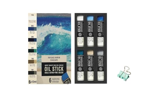 Sennelier Mini-Öl-Sticks, 6 Stück, Meereslandschaft und Mini-Zange