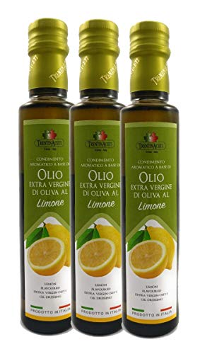 Extra Natives Olivenöl mit natürlichen Zitronenaroma - 3x250 ml - Italienisches Zitronen Olivenöl in höchster Qualität - TrentinAceti - kaltgepresst