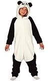 Generique - Panda-Kostüm Tier-Overall Einteiler für Kinder Weiss-schwarz 123/134 (7-9 Jahre)