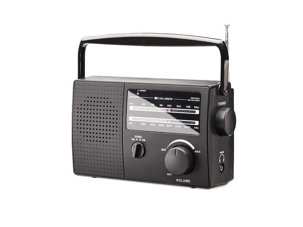 Caliber Kleines Radio Retro 3000 - Tragbares Radio mit Batterie - AM / FM Küchenradio - Taschenradio mit AUX-In - Schwarz