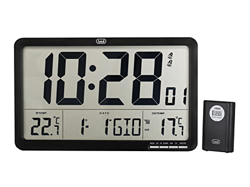 Trevi OM 3560 RC Digitale Wanduhr mit Außensensor, programmierbarer Wecker, Kalender, Thermometer