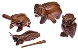 LOGOPLAY 4 Klangtiere im Set ( Frosch, Schwein, Grille, Eule) - Klang Tiere - Musik Tiere - Musik-/Percussion-Instrumente aus Holz