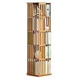 Hochwertiges Bambus-Bücherregal, um 360° drehbares 5-stöckiges Bücherregal for Studenten, einfaches Zeitschriften-Aufbewahrungsregal for Heimbüro-Dekoration (Color : Wood Color, Size : 5 Layer(37x37x1