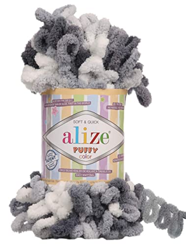Alize Puffy Color Baby Deckengarn, 400 g, 100 % Micropolyester, weiches Garn zum Handstricken, 5925