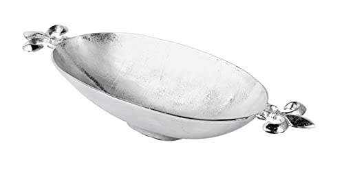 Schale Lilie Dekoteller Deko Aluminium Silber - Moderne Dekoschale aus Metall - 2 verschiedene Größen - 57 cm oder 82 cm (57x21x9 cm)
