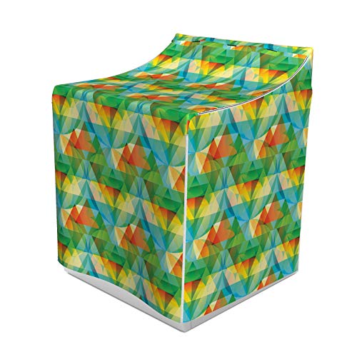 ABAKUHAUS Bunt Waschmaschienen und Trockner, Geometrische Komposition mit Doppeltetraeder in lebhaften Farben, Bezug Dekorativ aus Stoff, 70x75x100 cm, Mehrfarbig