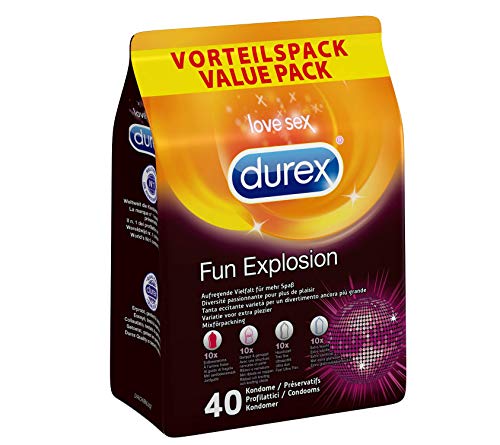 Durex Fun Explosion Kondome - Verschiedene Sorten für aufregende Vielfalt - Verhütung, die Spaß macht - 40er Großpackung (1 x 40 Stück)