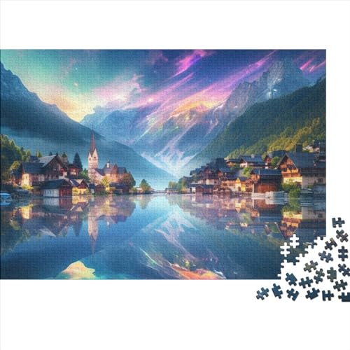 3D-Puzzle Für Erwachsene 1000 Teile Small Village in The Alps Geschenkideen Für Puzzles Für Erwachsene 1000pcs (75x50cm)