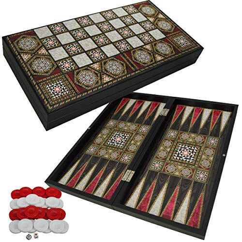 Deluxe Holz Backgammon Set Orient im XL Format 40x38cm