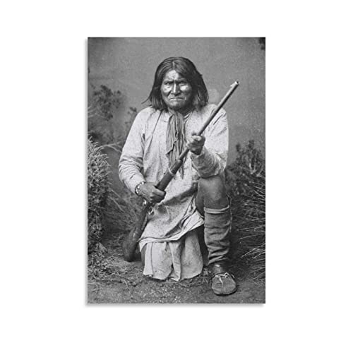 TSALF Leinwand Bilder Kein Rahmen Geronimo Indian Warrior Seele Unnachgiebiges Poster Leinwand Wandkunst Bilder für Schlafzimmer Wandkunst Geschenke Dekor 50x70cm