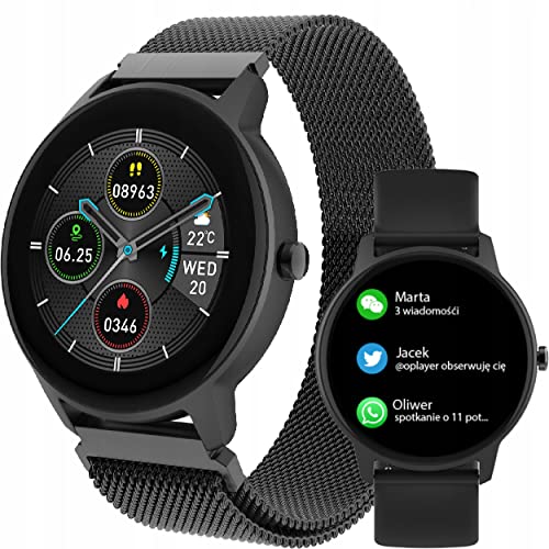 Smartwatch Uhr Sport Armband SB-325 Bluetooth, Musiksteuerung, Schrittzähler etc. IP67, Fitnessuhr, Pulsometer Slim (schwarz)