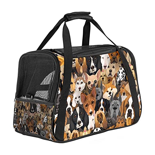 Xingruyun Hundetragetasche Verschiedene Hundekopf Katzentragetasche Faltbare Transporttasche Atmungsaktiv Haustiertasche Für Katzen Und Hunden 43x26x30 cm