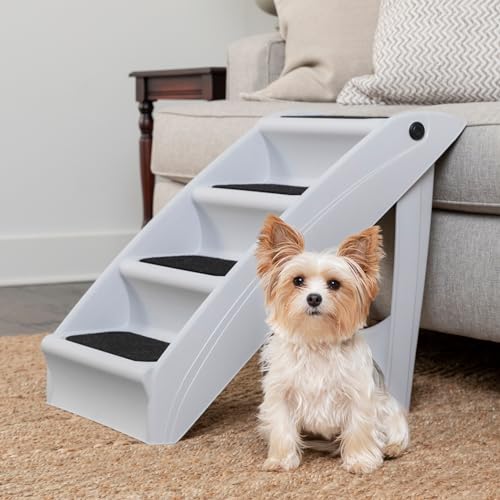 PetSafe CozyUp Faltbare Haustiertreppe - Faltbare Treppe für Hunde und Katzen - Beste für kleine bis große Haustiere - Groß, Grau