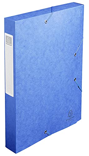 Exacompta 14005H Packung (mit 10 Archivboxen Cartobox, 24 x 32 cm, 40 mm Rücken, mit Gummizug, mit Rückenetikett) blau, 10 Stück