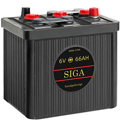 SIGA Oldtimer Batterie 6V 66Ah gefüllt geladen handgefertigt Oldtimer Batterie Autobatterie Starterbatterie