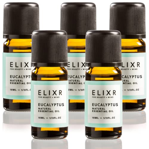 ELIXR – Eukalyptusöl zur Raumbeduftung & für Aromatherapie – 100% naturreines ätherisches Öl aus Eukalyptus-Blättern mit intensivem Duft – zertifizierte Naturkosmetik aus Deutschland (5x 10ml)