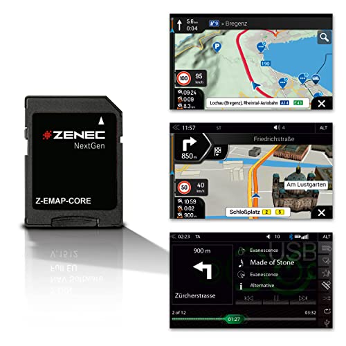 ZENEC Z-EMAP-CORE Navigationssoftware passend zu Allen ZENEC E>GO Core Infotainer │ 3-D PKW Navigationssoftware mit Karten für 47 Länder