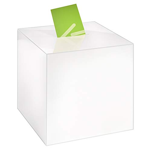Losbox/Aktionsbox 300x300x300mm opal, aus Acrylglas/Spendenbox/Einwurfbox/Gewinnspielbox/Wahlurne/Acryl/Opal/undurchsichtig/milchig/Milchglas- Zeigis®
